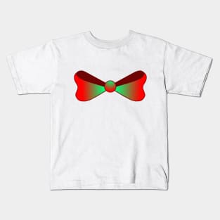 Shiny Red and Green Christmas Bow Kids T-Shirt